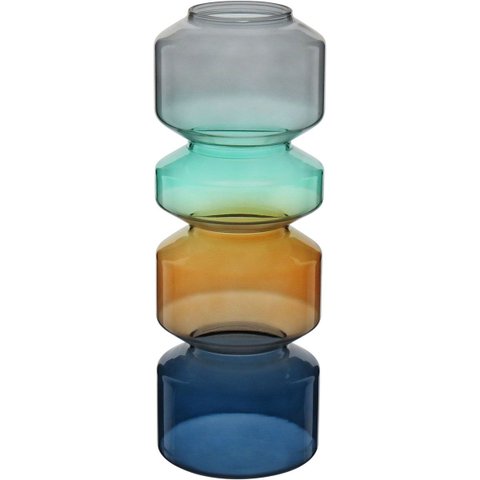 Vaso Decorativo de Vidro Color 28x10x10cm Enfeite Sala Mesa Estante Aparador