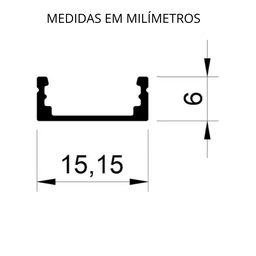 Kit 2 Perfil Sobrepor Overlap 2m 15,15x6mm Preto P/ Led - Áreas Internas - 3
