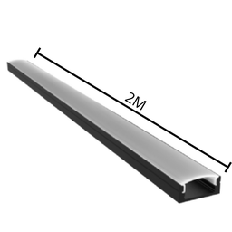 Kit 2 Perfil Sobrepor Overlap 2m 15,15x6mm Preto P/ Led - Áreas Internas - 5