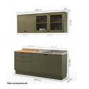Ver imagem 4 de Cozinha Compacta Modulada 4 Peças 6 Portas 3 Gavetas com Vidro e Tampo 100% MDF Sevilha Verde Hill