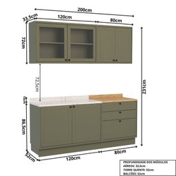 Cozinha Compacta 4 Peças 6 Portas 3 Gavetas 1 Tampo Sevilha - 3