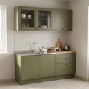 Ver imagem 1 de Cozinha Compacta Modulada 4 Peças 6 Portas 3 Gavetas com Vidro e Tampo 100% MDF Sevilha Verde Hill