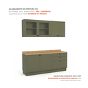 Ver imagem 5 de Cozinha Compacta Modulada 4 Peças 6 Portas 3 Gavetas com Vidro e Tampo 100% MDF Sevilha Verde Hill