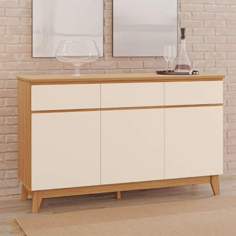 Buffet Dubai Tuboarte 100 % Mdf 3 Porta e Pés Estilo Retrô Tuboarte