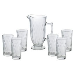 Conjunto Com 6 Copos 270Ml E 1 Jarra 1L Vidro Triangle - 1 Conjunto Com 6 Copos 270Ml E 1 Jarra 1L Vidro Triangle - 1