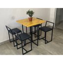 Ver imagem 5 de Kit 2 Banqueta Baixa Para Cozinha Preta Industrial Assento Estofado  