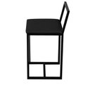 Ver imagem 4 de Kit 2 Banqueta Baixa Para Cozinha Preta Industrial Assento Estofado  