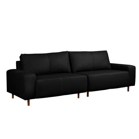 Sofá Decorativo Sala de Estar Metropole 4 Lugares 280cm Bipartido Couro Preto - Mozzelar