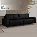 Ver imagem 2 de Sofá Decorativo Sala de Estar Metropole 4 Lugares 280cm Bipartido Couro Preto - Mozzelar