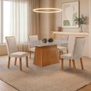 Ver imagem 7 de Mesa de Jantar Aida 120cm Tampo MDF e Vidro Canto Copo com 4 Cadeiras Lira Moderna Mobília