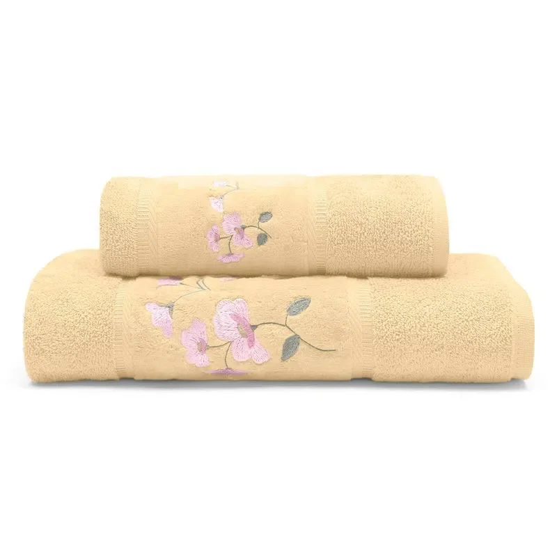 Jogo de Banho Bordado Brisa Olivia Baunilha 2 peças - 1