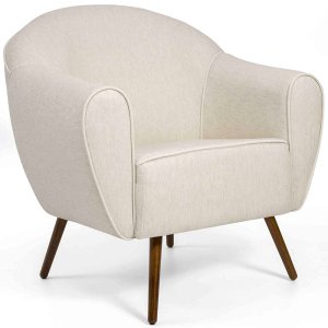 Poltrona Decorativa Nina Para Sala Pés Palito Algodão Marfin - casaepoltrona