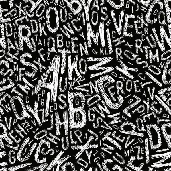 Papel de Parede Adesivo Casual Words Black & White MadeiraMadeira