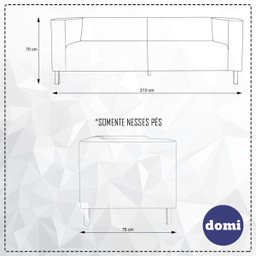 Sofá de Sala Decorativa Kubo 3 Lugares 2,10M Corino Preto - Casaepoltrona - 4