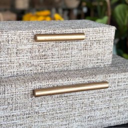 Dupla Caixas Decorativas Retangular Mdf Bege - 2