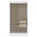 Ver imagem 3 de Guarda-Roupa Solteiro Lyon 2 Portas 2 Gavetas Off White/Nogueira - Doripel