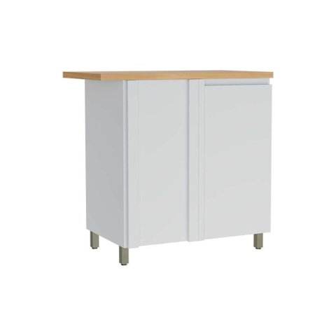 Balcão de Cozinha Modulado de Canto Reto Rainha 1 Porta 1 Prateleira MDF 92cm Branca-Nature Nesher