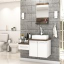 Ver imagem 1 de Conjunto Balcão C-cuba Aria 41 e Espelheira Legno 831 Branco Chess C-carvalho Branco Chess C-