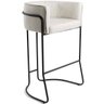 Banqueta Alta com Encosto Betina Base Preto Viscolinho Off White - Nexta Casa - 1