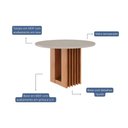 Ver imagem 3 de Mesa Multiuso Cozinha Ariela C/ Tampo Madeirado Redondo C/ Vidro 109x109cm Cinamomo/off White -