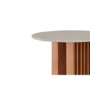 Ver imagem 2 de Mesa Multiuso Cozinha Ariela C/ Tampo Madeirado Redondo C/ Vidro 109x109cm Cinamomo/off White -