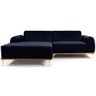 Sofá Molino 3 Lugares 230cm Chaise Direito Pés Gold Suede Azul Marinho - Nexta Casa - 5