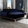 Sofá Molino 3 Lugares 230cm Chaise Direito Pés Gold Suede Azul Marinho - Nexta Casa - 2