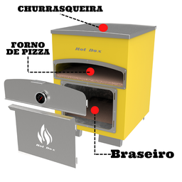 Forno de Pizza e Churrasqueira 2 em 1 - BANCADA - AMARELO - 2