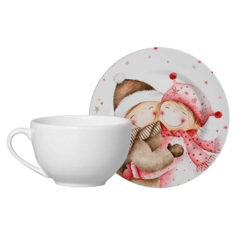 Conjunto 6 Xícaras para Chá 250ml com pires Sweet Christmas - Alleanza