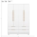 Ver imagem 3 de Guarda-Roupa Casal 4 Portas 4 Gavetas com Pés Domo Branco