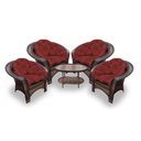 Ver imagem 1 de Conjunto de Poltronas Fibra Sintética 19 - 4 Poltronas + 1 Mesa Centro - Tecido Duna Vermelho