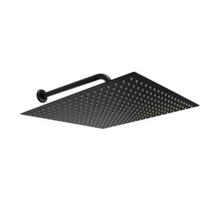 Ducha 40x40 Cm em Inox Preto Fosco de Parede C/ Cano Redondo