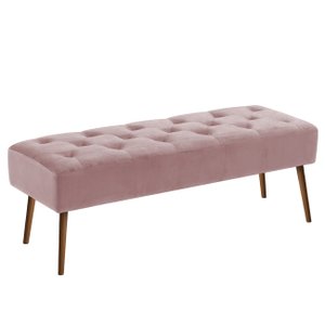 Banco Estofado Rubi 1,20m Suede Rose - Clique Decorações