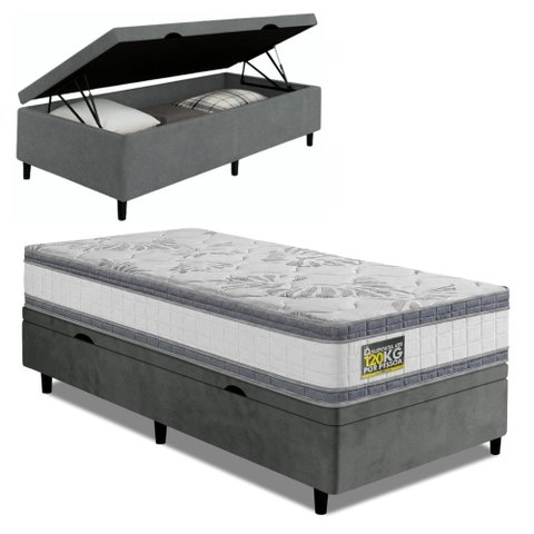 Cama Box Baú Colchão Molas Ensacadas D33 Double Face Hellen - Suporta até 120 kg