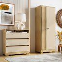 Ver imagem 1 de Kit Multiuso 2 Portas e Cômoda 3 Gavetas Austin I01 Carvalho Off White - Clique Chique Móveis