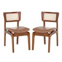 Ver imagem 1 de Kit 2 Cadeiras de Jantar Portugal em Madeira Imbuia com Tela Rattan Impermeável Caramelo L85