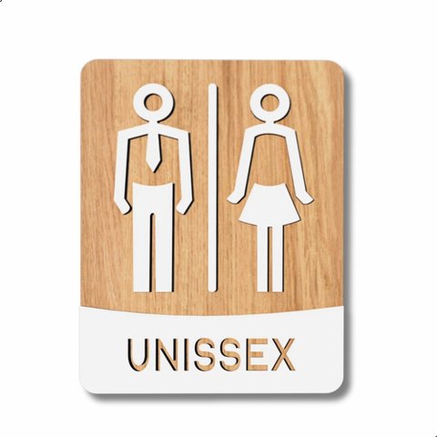 Placa de Banheiro Placas para Banheiro Feminino Masculino:branco - Unissex 15x20