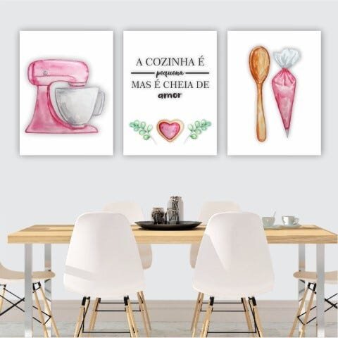 Conjunto Placas Decorativa Cozinha Bolo Confeitaria - 45x60cm - 1