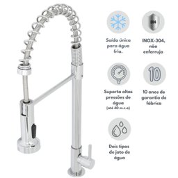 Torneira de Bancada Cozinha Água Fria Gourmet Cromoda - 2