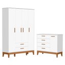 Ver imagem 1 de Jogo de Quarto Infantil Flip Guarda Roupa 4 Portas e Cômoda 1 Porta Branco Fosco - Reller Móveis