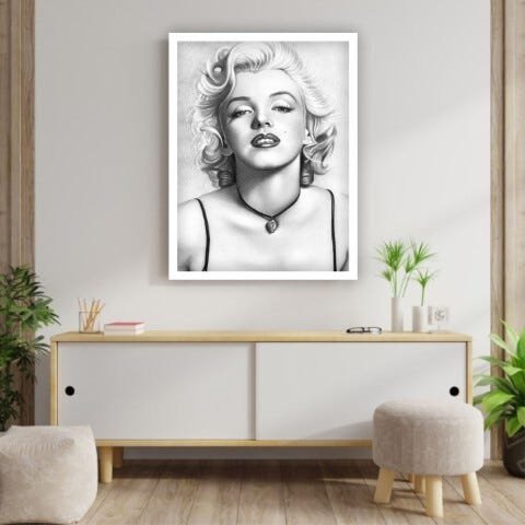 Quadro Decorativos Com Moldura Branca Atriz Modelo Cantora Marilyn Monroe - 40x50cm - 1