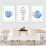 Conjunto Quadros Decorativos Com Moldura Branca - Cozinha Frase Xicara Chaleira - 40x50cm - 1