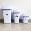 Ver imagem 3 de Lixeira com Tampa Basculante 30 Litros - Plasvale Branco