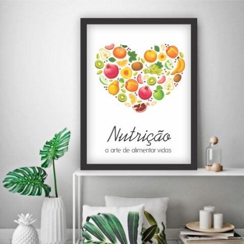 Quadro Decorativos Com Moldura Preta Amor Nutrição Coração - 40x50cm - 1