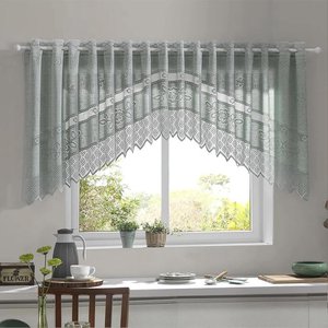 Cortina para Cozinha de Renda Cascata - Interlar Pistache