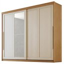 Ver imagem 1 de Guarda Roupa Casal 2 Portas de Correr com Espelho MDF Atrane 268 cm Cinamomo Areia Zanz