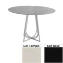 Ver imagem 1 de Mesa de Jantar Redonda 70cm Mh-5299 Madeira Laca Fosca Off White Base Preta