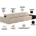 Ver imagem 7 de Sofá Ilha Modular para Sala 432cm com Puff Dublin K01 Linho Bege e Sintético Preto - Lyam Decor
