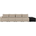 Ver imagem 5 de Sofá Ilha Modular para Sala 432cm com Puff Dublin K01 Linho Bege e Sintético Preto - Lyam Decor
