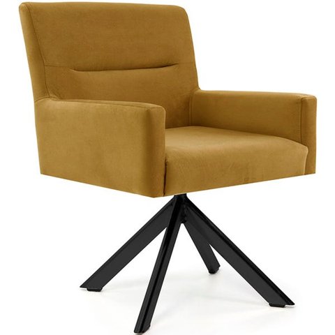 Poltrona Para Sala Angel Base Giratória Eiffel Preto Veludo Mostarda - casaepoltrona
